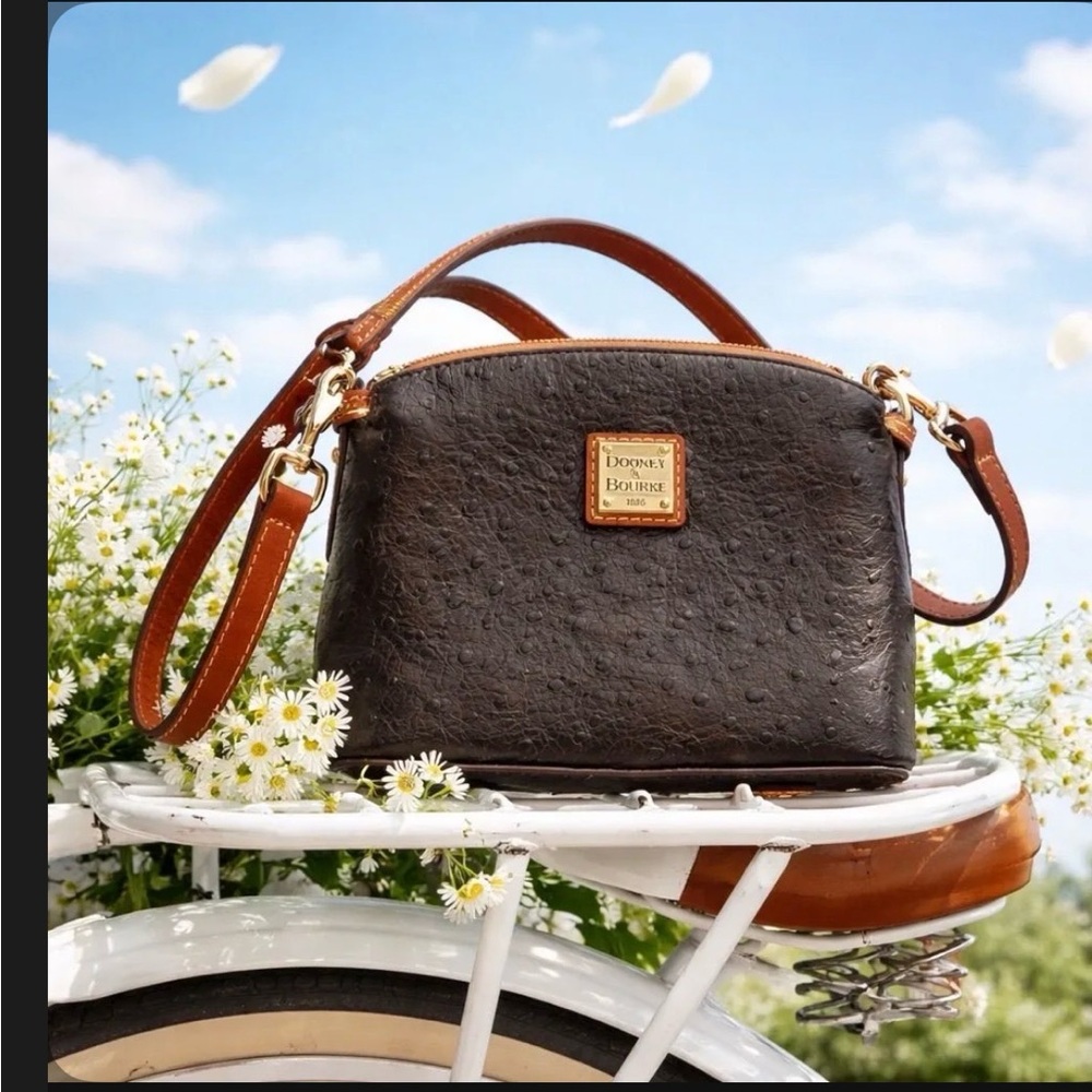 Dooney & Bourke Dark black Leather Crossbody with Chestnut Trim